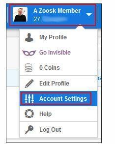 click on the zoosk settings